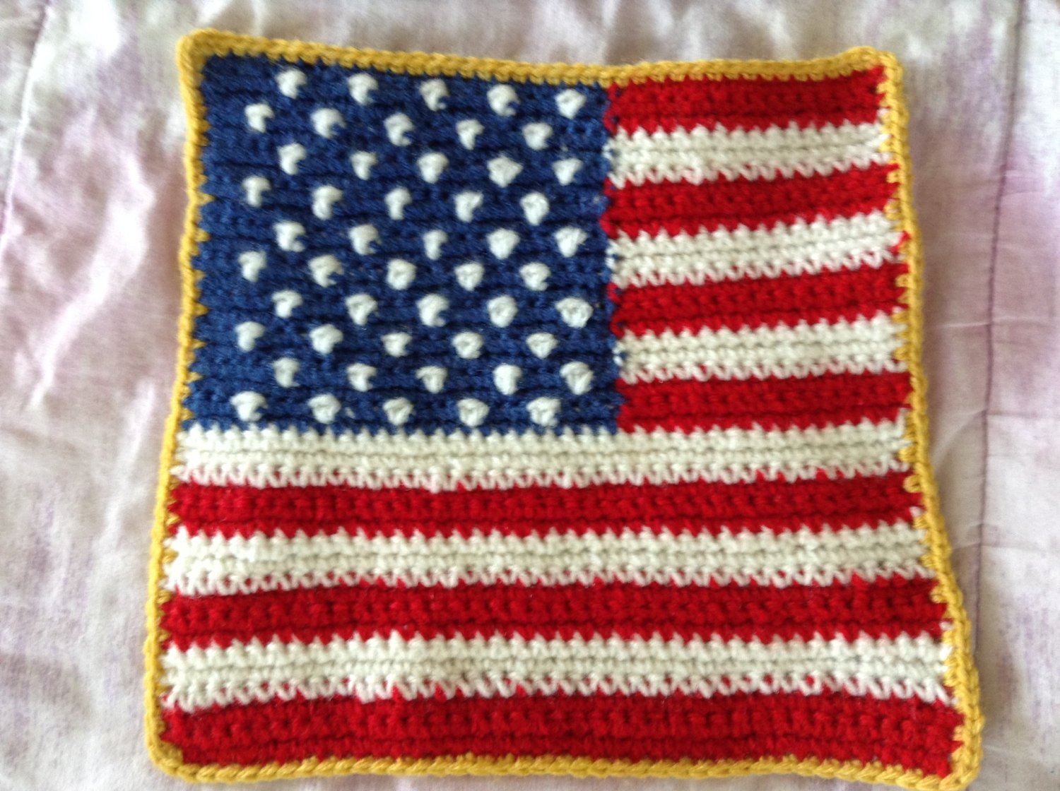 American Flag Crochet Pattern 9 Inch Patriotic American Flag Crocheted Afghan Granny Etsy