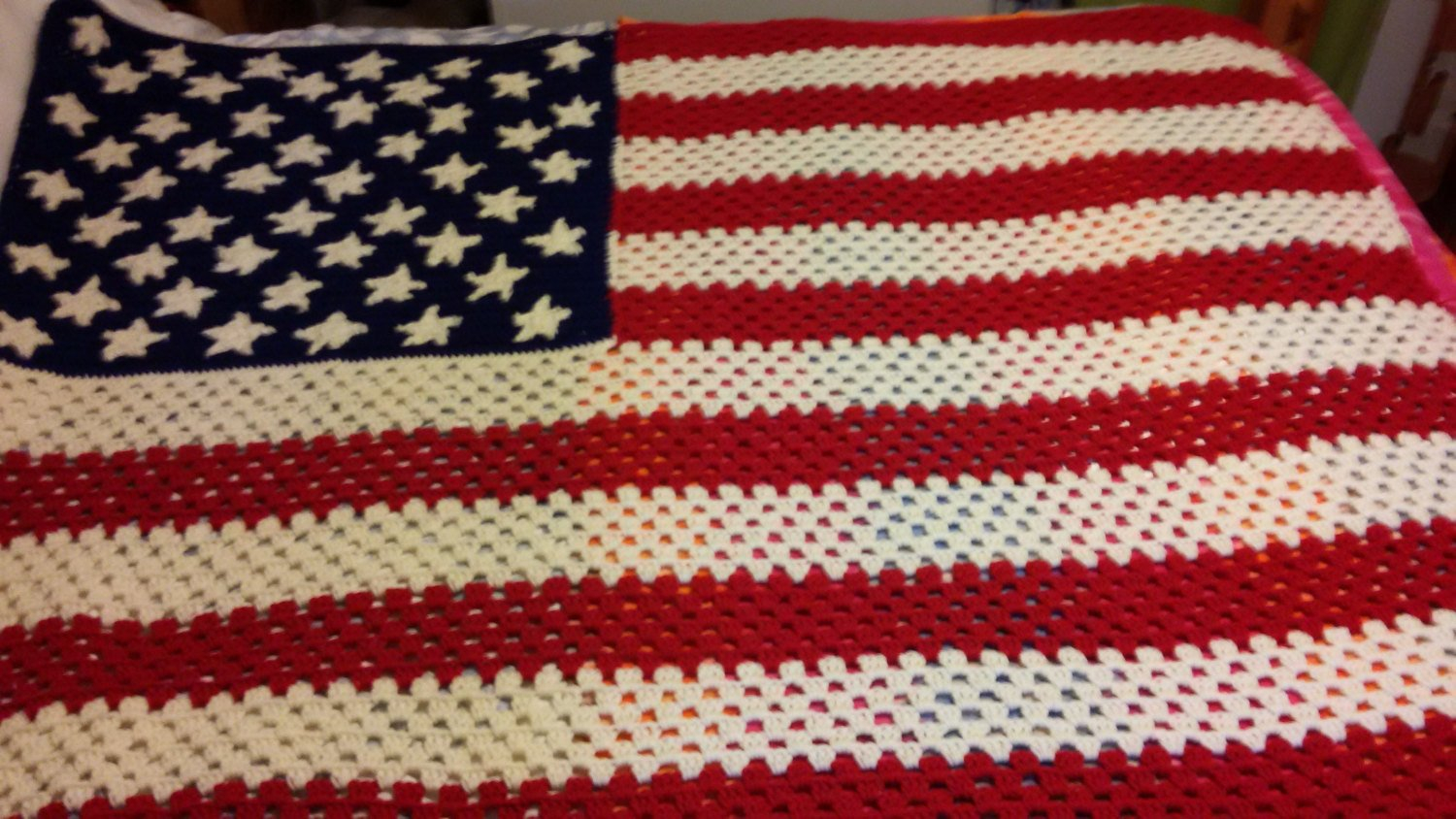 American Flag Crochet Pattern America Flag Afgan Crocheted American Blanket Custom Size Etsy