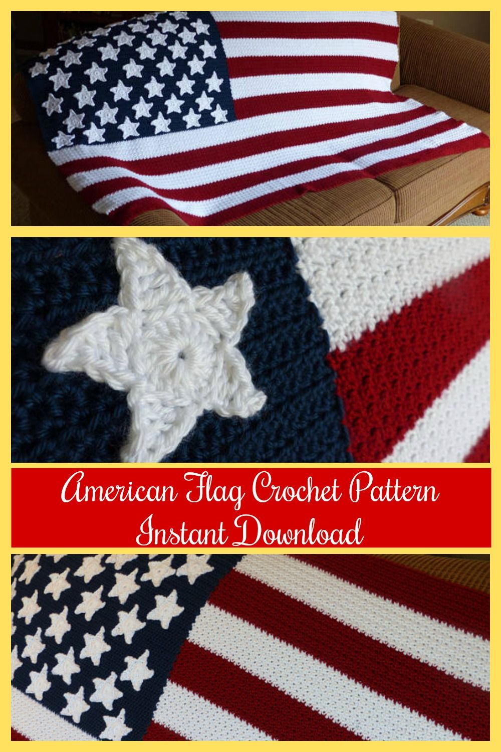 American Flag Crochet Pattern American Flag Blanket Crochet Pattern Ad Etsy Crochet Usaflag