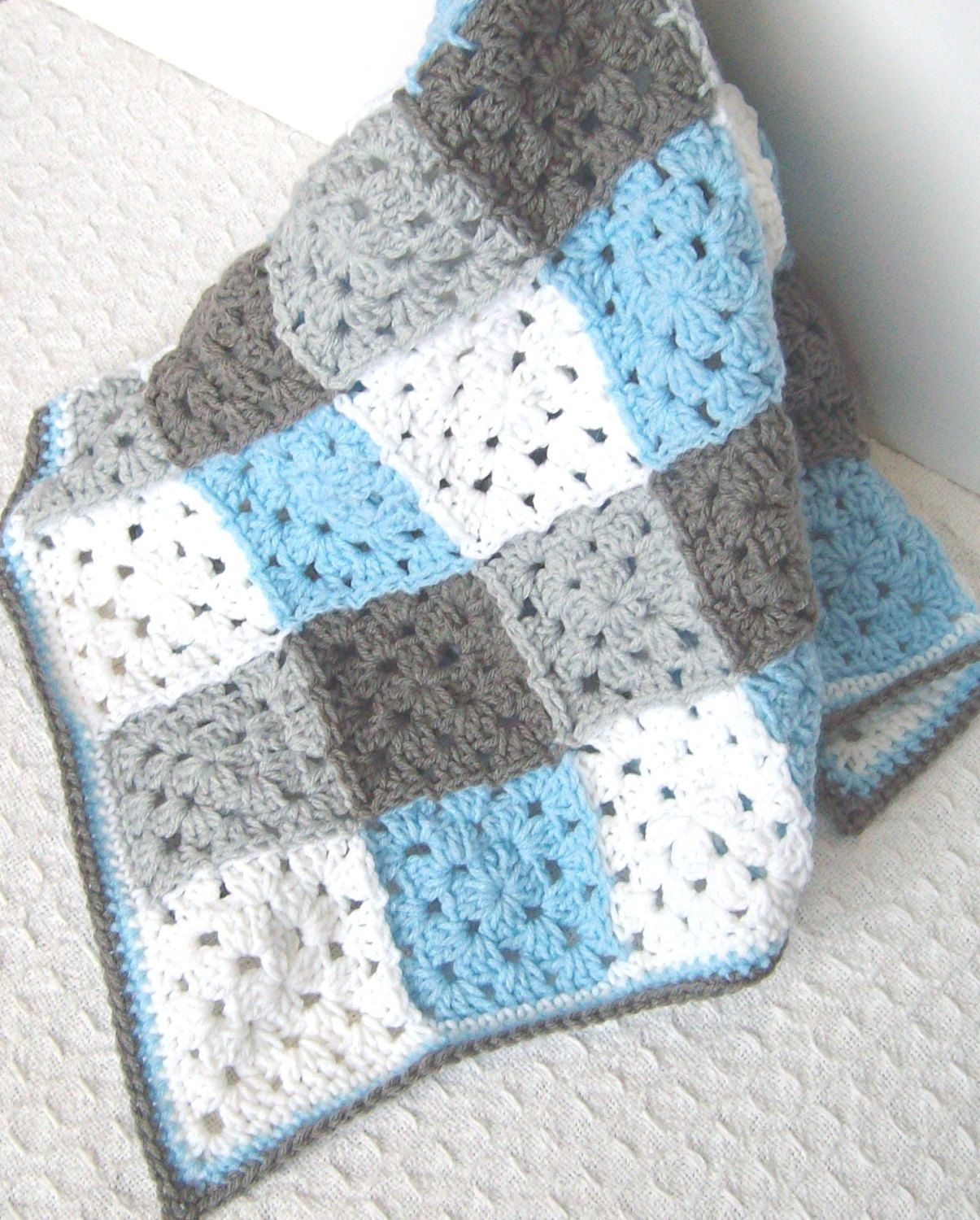 Baby Boy Crochet Blanket Patterns Blue Ba Blanket Gray Blue Granny Square Ba Blanket Crochet