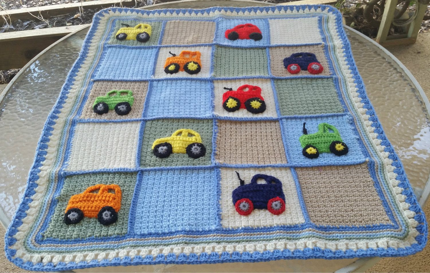 Baby Boy Crochet Blanket Patterns Crochet Ba Blanket Car Applique Blanket Tractor Applique Blanket