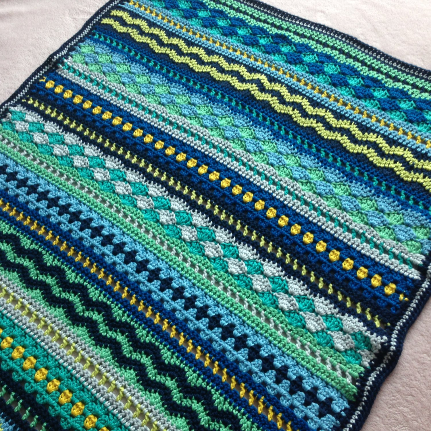 Baby Boy Crochet Blanket Patterns Crochet Ba Blanket Pattern Tutorial Ba Blues Blanket Etsy