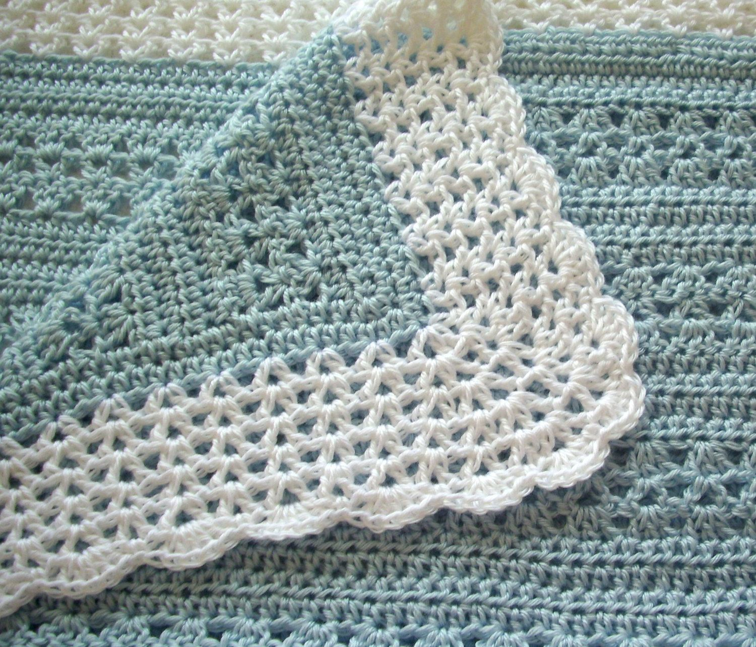 Baby Boy Crochet Blanket Patterns Crochet Ba Blanket Soft Blue With White Border Boy Blankets