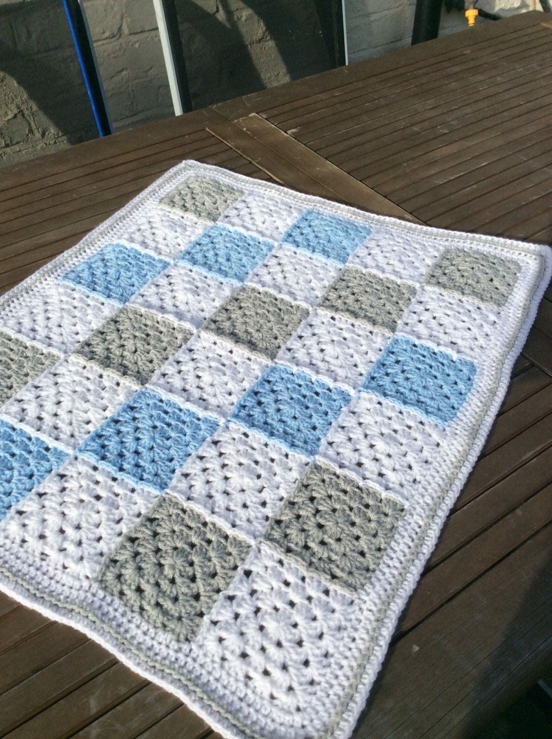 Baby Boy Crochet Blanket Patterns Crochet Ba Boy Granny Square Blanket Gingham Crochetoutre