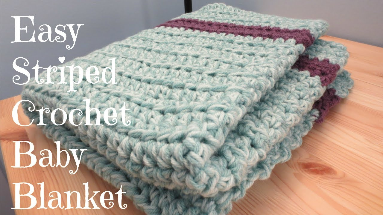Baby Boy Crochet Blanket Patterns Easy Striped Crochet Ba Blanket Youtube