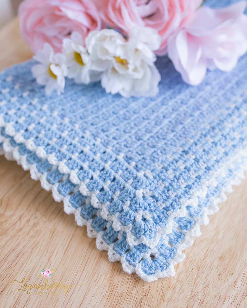 Baby Boy Crochet Blanket Patterns Heirloom Ba Blanket Soft Blue Cream Loganberry Handmade