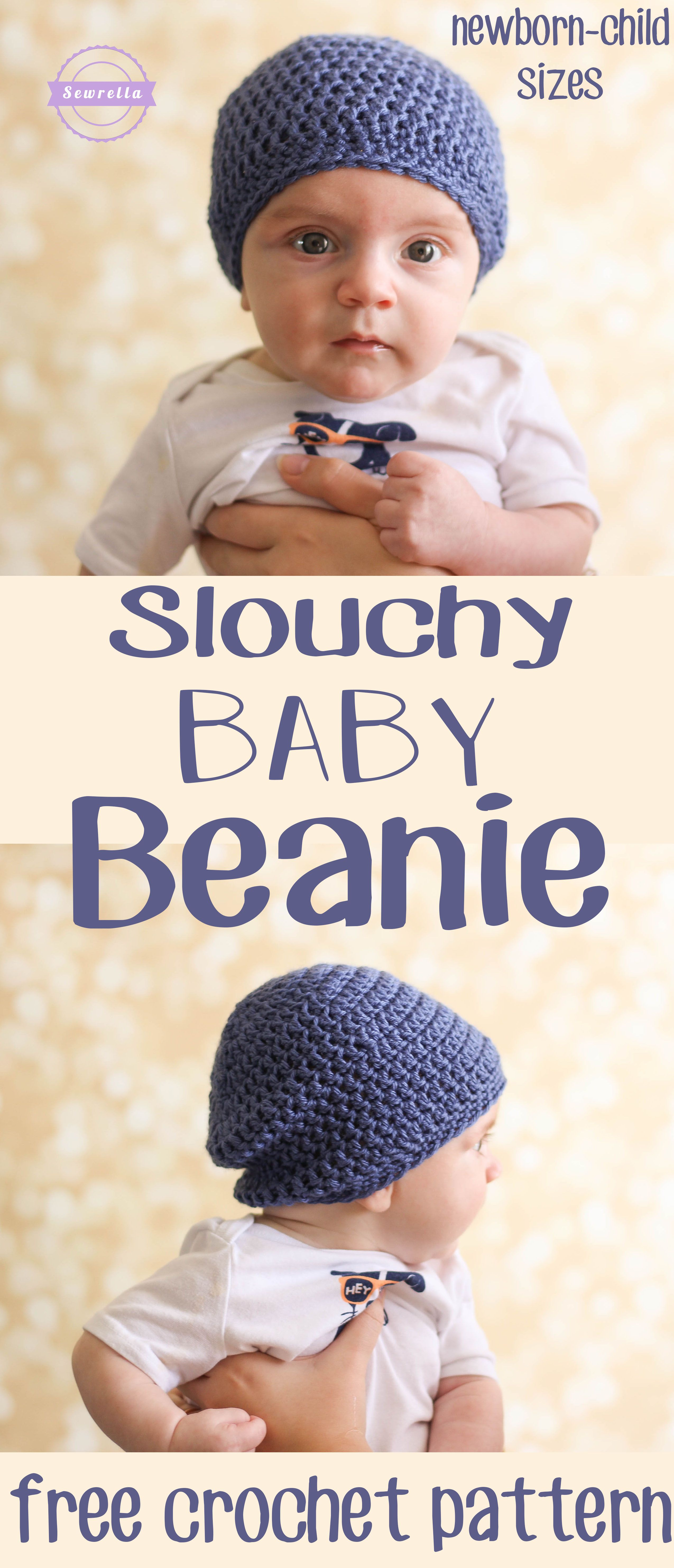 Baby Boy Crochet Hats Free Pattern Crochet Slouchy Ba Beanie Sewrella Newborn Crochet Patterns