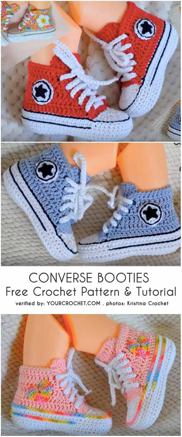 Baby Converse Crochet Pattern Ba Converse Booties Free Crochet Pattern And Tutorial Your Crochet