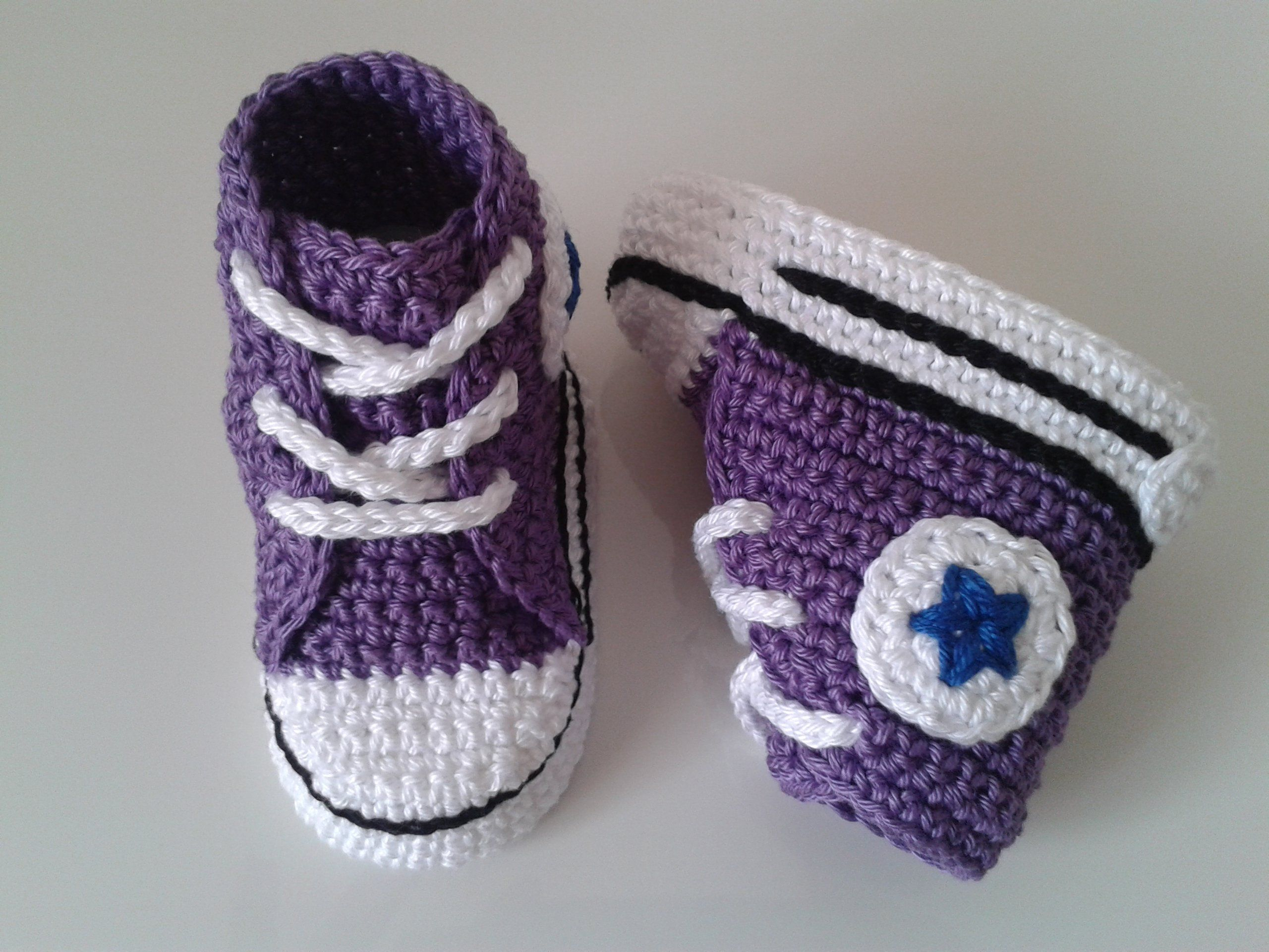 Baby Converse Crochet Pattern Ba Crochet Sneakers Converse Style Purple Color Projects To