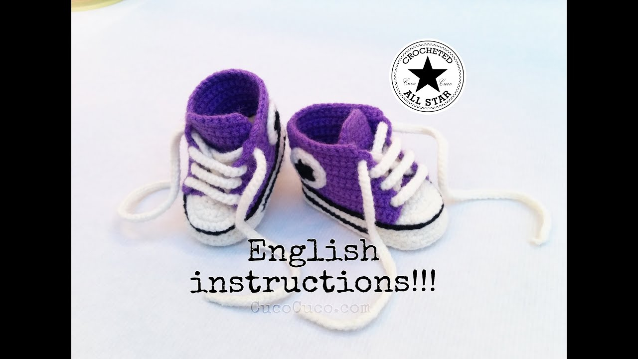 Baby Converse Crochet Pattern Ba Shoes Crocheted All Star English Instructions Youtube