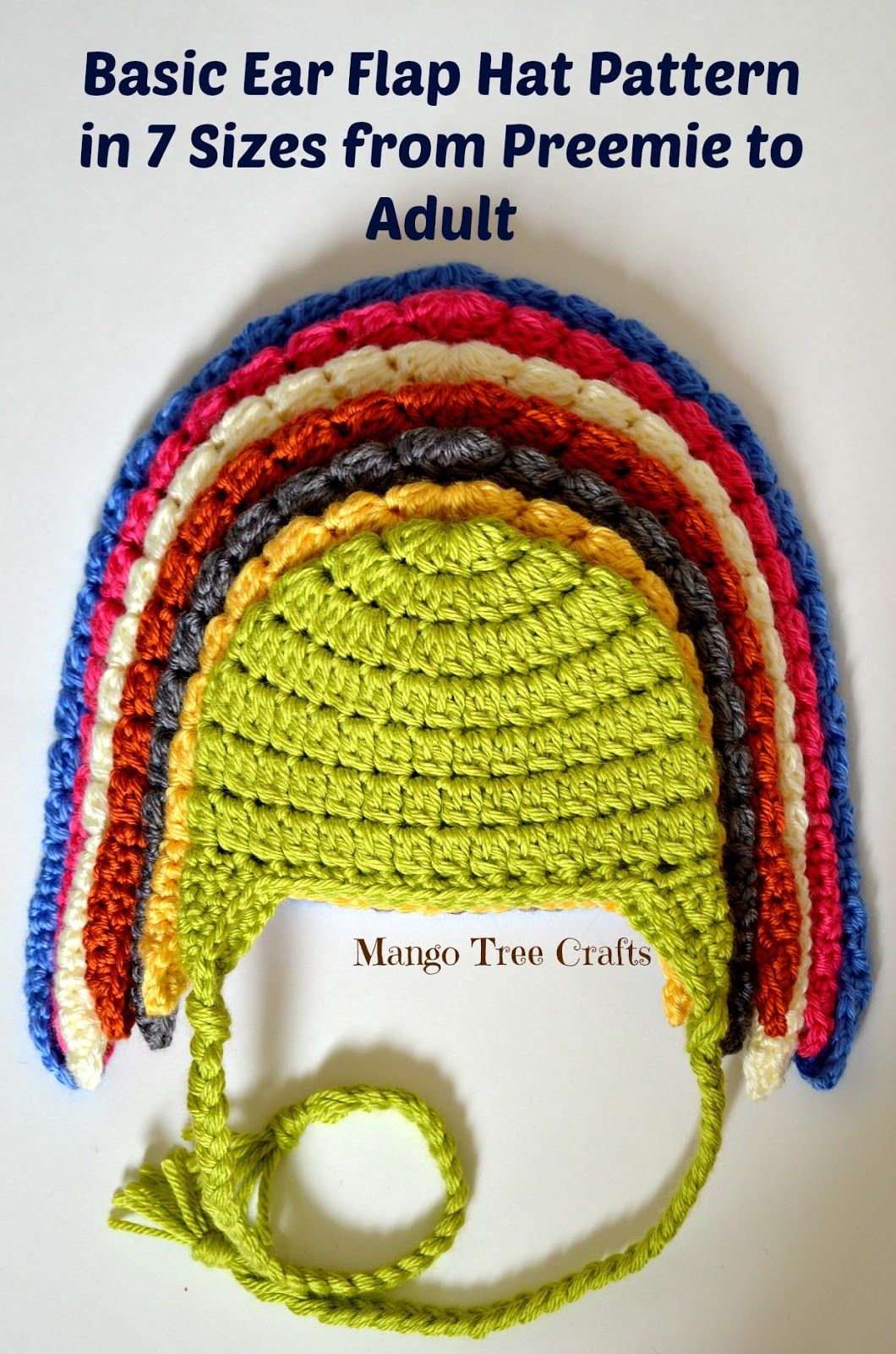 Baby Earflap Hat Crochet Pattern Free Basic Crochet Ear Flap Hat Pattern In 7 Sizes Knitting Pinterest
