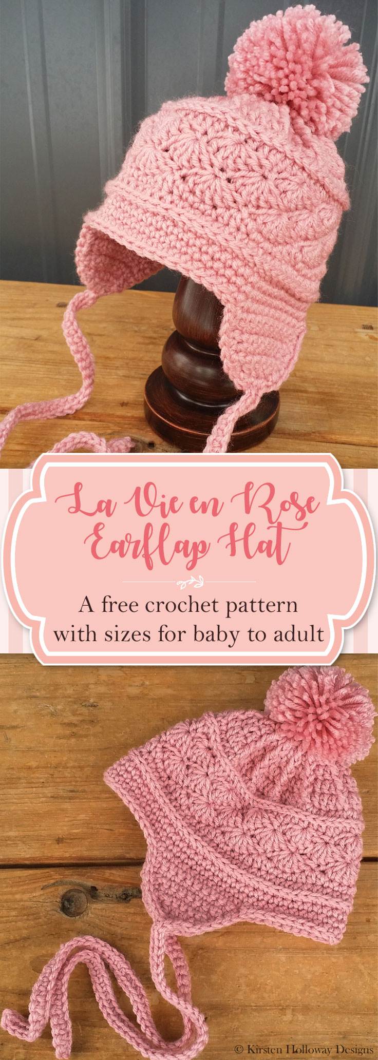 Baby Earflap Hat Crochet Pattern Free Pattern La Vie En Rose Earflap Hat Kirsten Holloway Designs