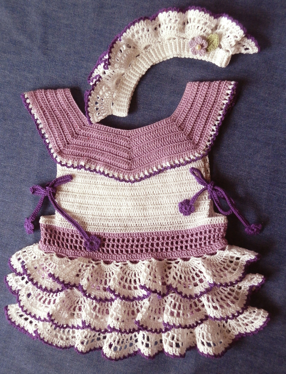 Baby Girl Crochet Patterns Ba Girl Ruffled Dress Le Petite Bandeau Crochet Pattern