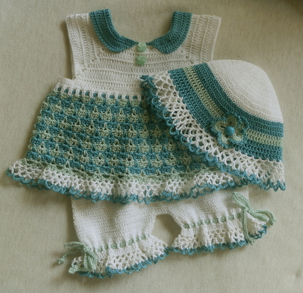 Baby Girl Crochet Patterns Ba Girl Summer Set Dress Hat And Capris Crochet Pattern