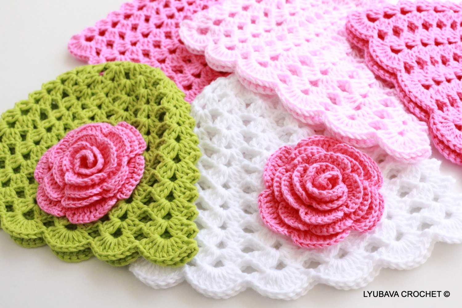 Baby Hat Crochet Pattern Crochet Pattern Ba Hat With Rose Flower Pattern Ba Girl Etsy