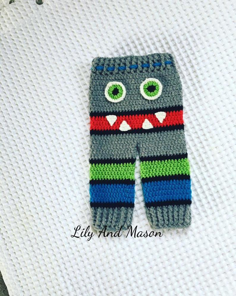 Baby Pants Crochet Pattern Ba Crochet Patterns Crochet Pants Crochet Monster Pants Etsy