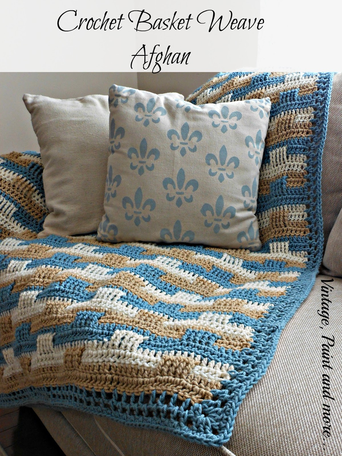 Basket Weave Crochet Pattern Afghan Crochet Afghan And Stenciled Pillow Vintage Paint And More