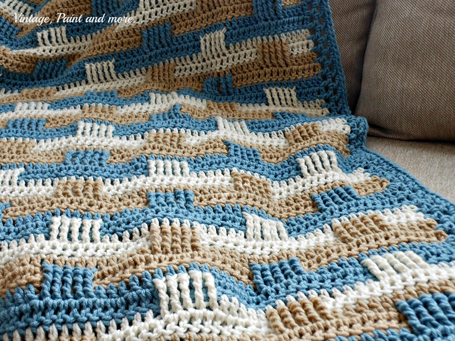 Basket Weave Crochet Pattern Crochet Afghan And Stenciled Pillow Vintage Paint And More
