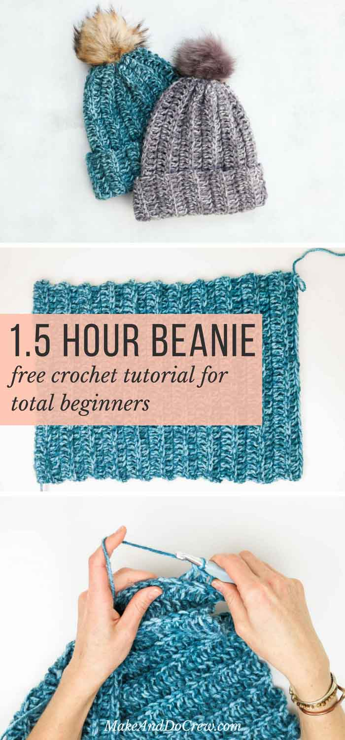 Beginner Crochet Beanie Pattern Free Crochet Hat Pattern For Beginners Make Do Crew