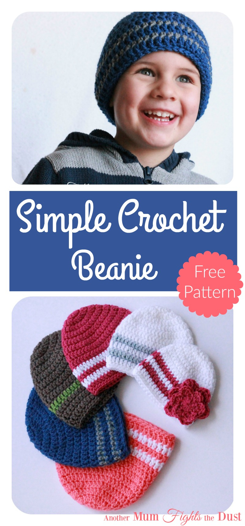 Beginner Crochet Beanie Pattern Simple Crochet Beanie Free Pattern Another Mum Fights The Dust