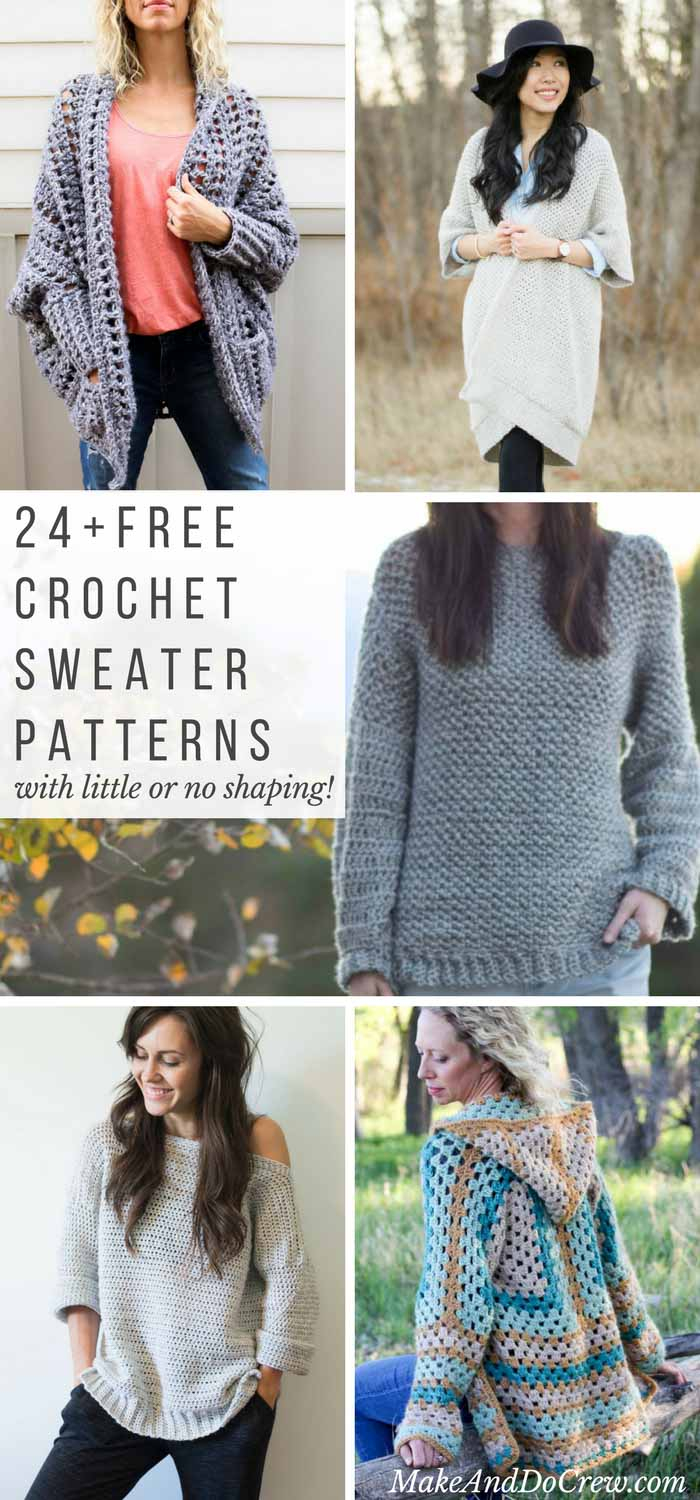 Beginner Crochet Patterns Free 24 Super Easy Free Crochet Sweater Patterns Make Do Crew
