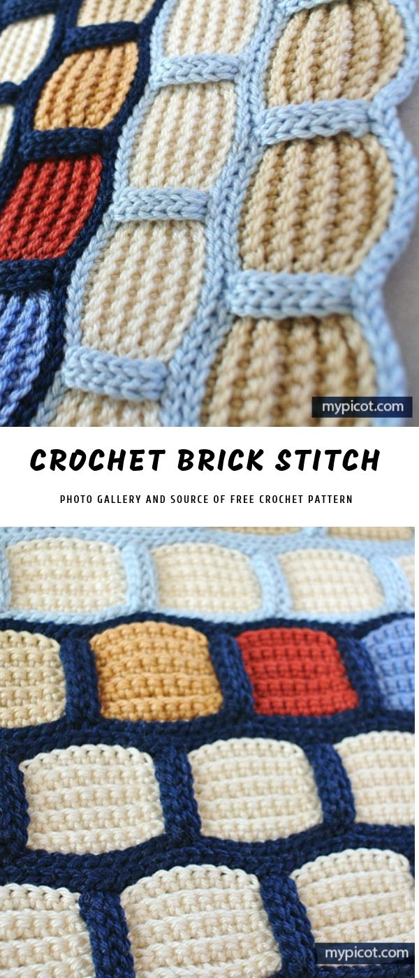 Brick Stitch Crochet Pattern Brick Crochet Stitch Blanket Throw Afghan Crochet Pinterest