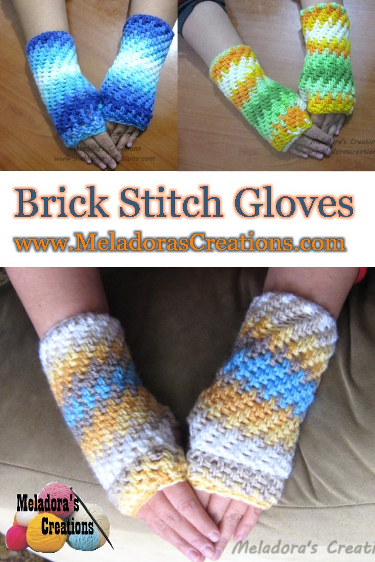 Brick Stitch Crochet Pattern Brick Stitch Finger Less Gloves Free Crochet Pattern