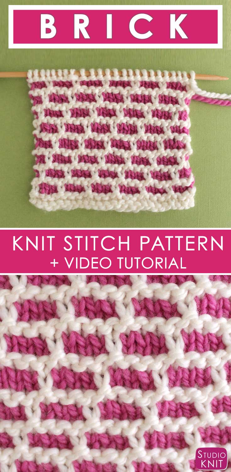 Brick Stitch Crochet Pattern How To Knit The Brick Stitch Pattern With Video Tutorial Studio Knit