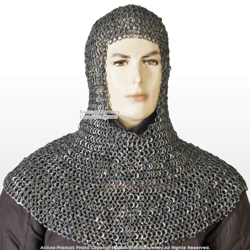 Chainmail Crochet Pattern 17g Titanium Medieval Chainmail Coif Chain Maille Flat Ring Round