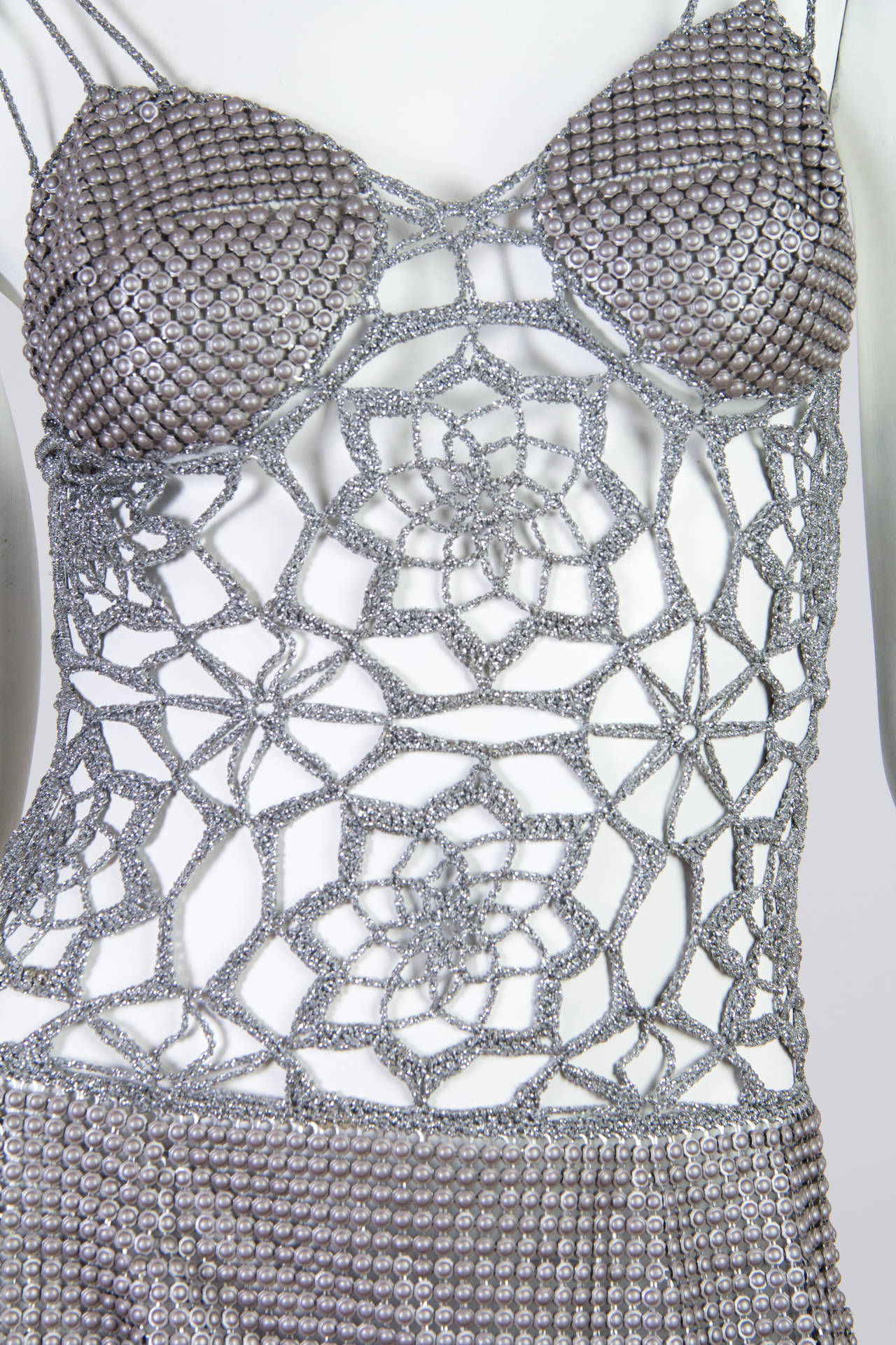 Chainmail Crochet Pattern 1970s Crochet And Chainmail Dress At 1stdibs