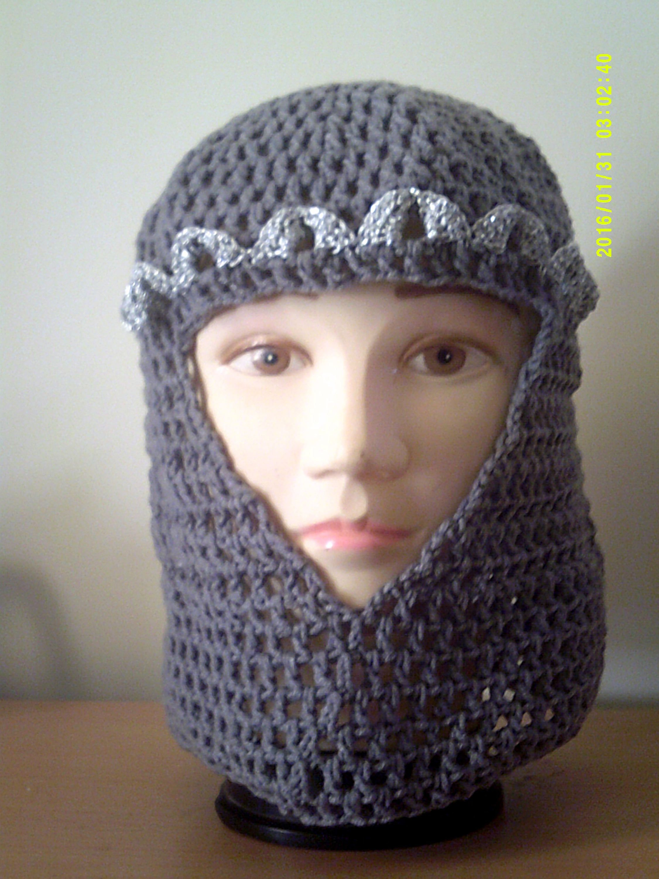 Chainmail Crochet Pattern Crochet Chainmail Knight Helmet Adult Size Larp Headgear
