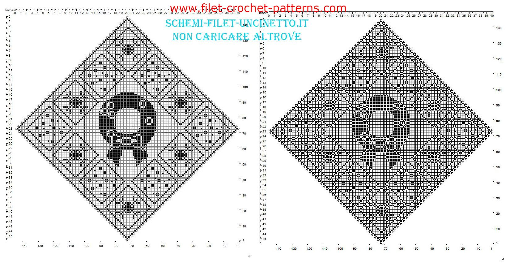 Christmas Filet Crochet Patterns Christmas Filet Placemat Diamond Shaped With Garland And Snowflakes