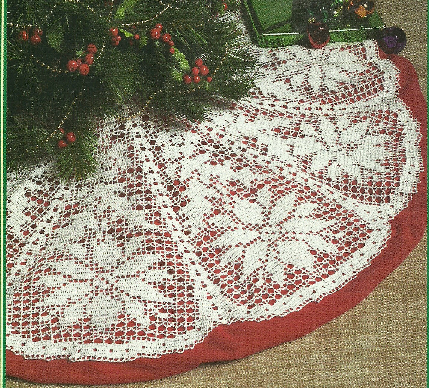 Christmas Filet Crochet Patterns White Christmas Collection Poinsettia Tree Skirt Filet Crochet