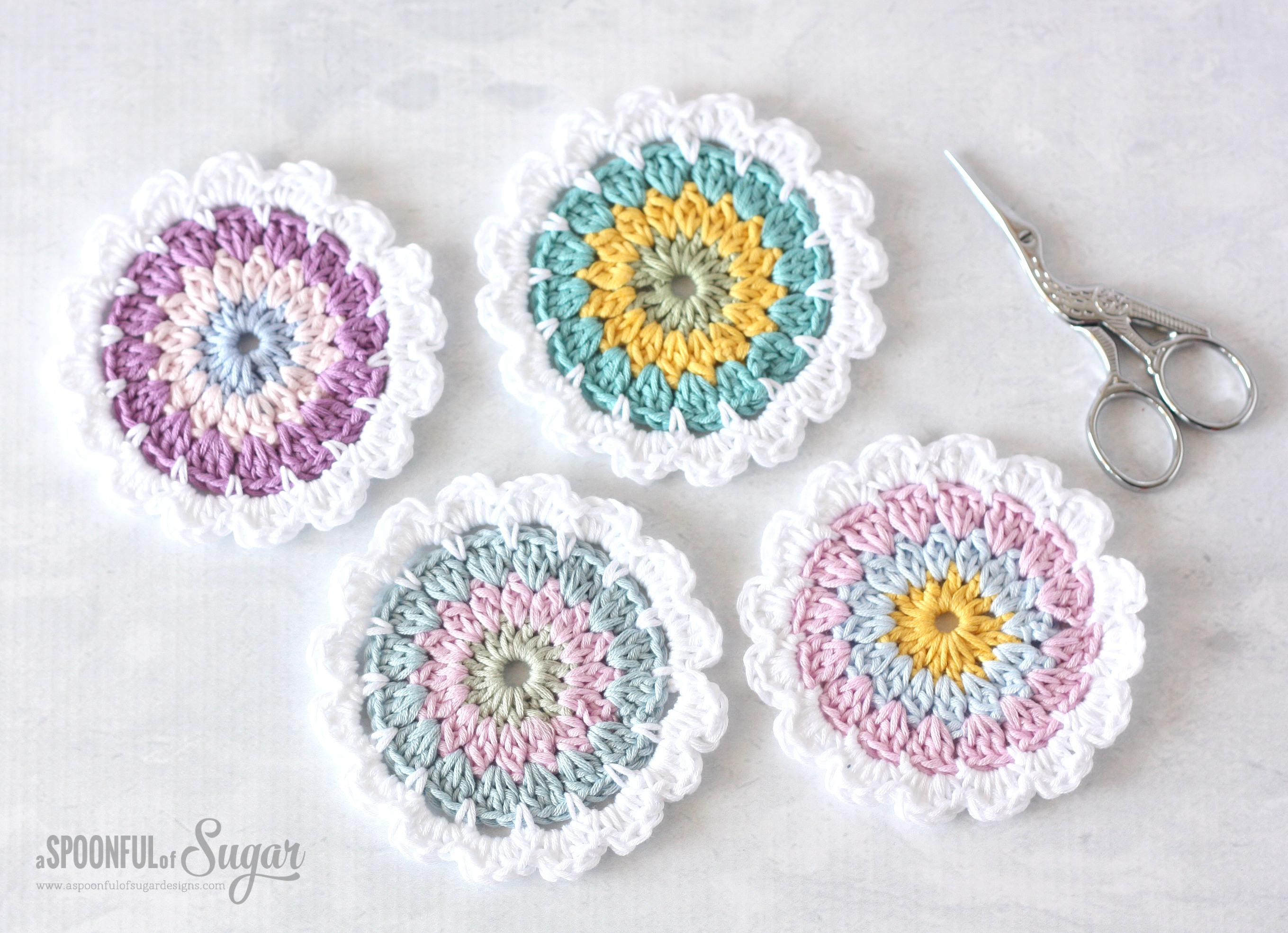 Coaster Crochet Pattern Flower Coaster Pattern A Spoonful Of Sugar