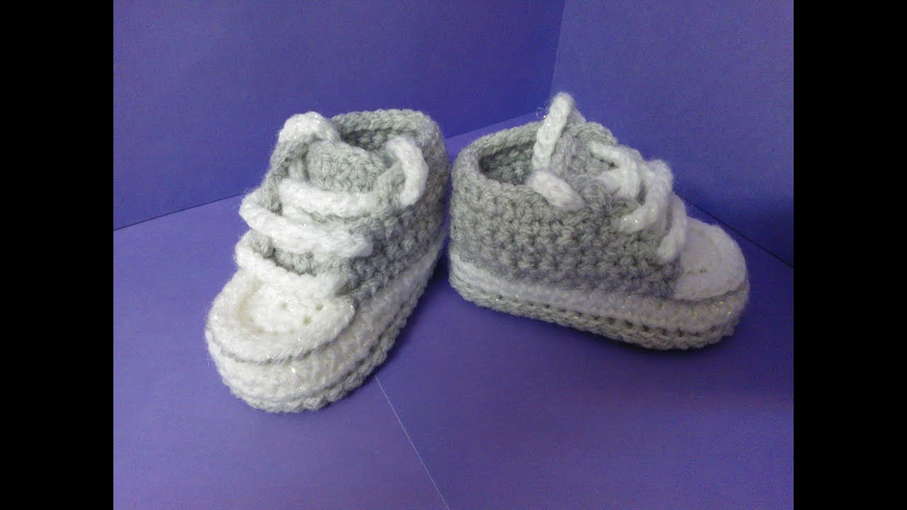 Converse Crochet Pattern How To Crochet My Easy New Born Ba Converse Style Slippers P2