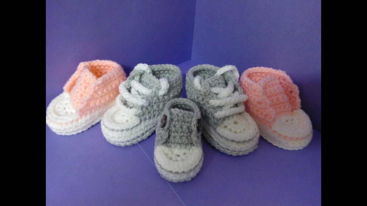 Converse Crochet Pattern How To Crochet My Easy New Born Ba Converse Style Slippers P5 With
