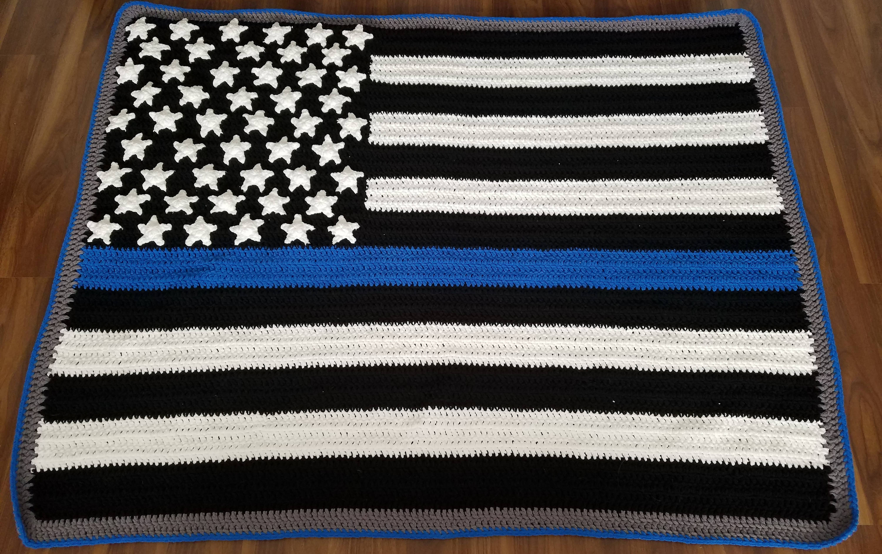 Crochet American Flag Pattern Ak Crochet Thin Blue Line Police Flag Blanket Pattern Etsy