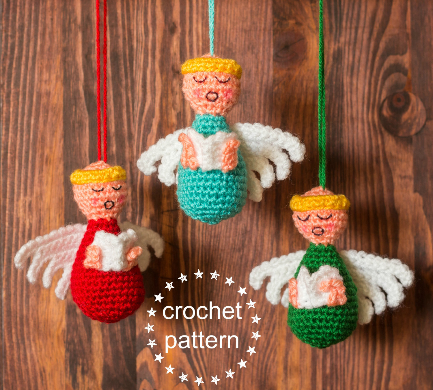 Crochet Angel Patterns Choir Of Angels Crochet Pattern Crochet Christmas Ornaments Etsy