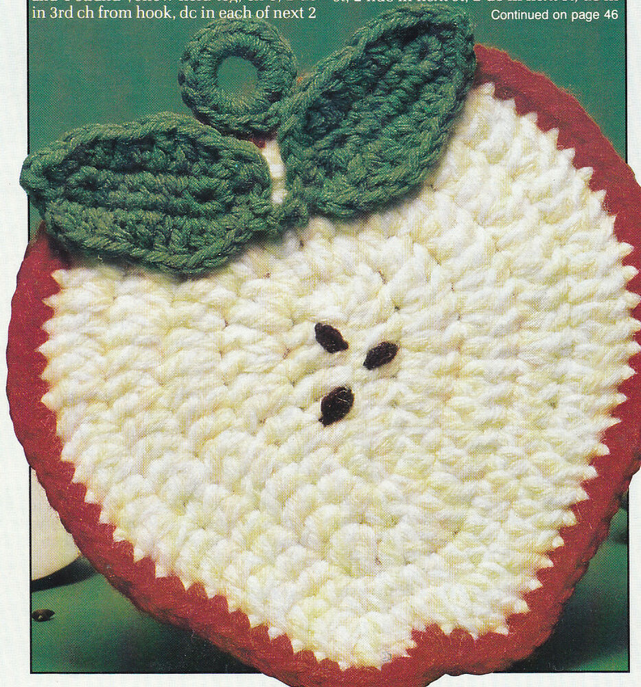 Crochet Apple Potholder Pattern Crochet Pattern Apple Slice Potholder Instructions Ebay