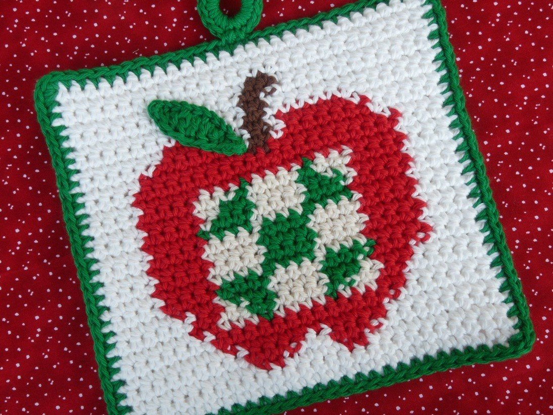 Crochet Apple Potholder Pattern Patchwork Apple Potholder Crochet Pattern Instant Download Etsy