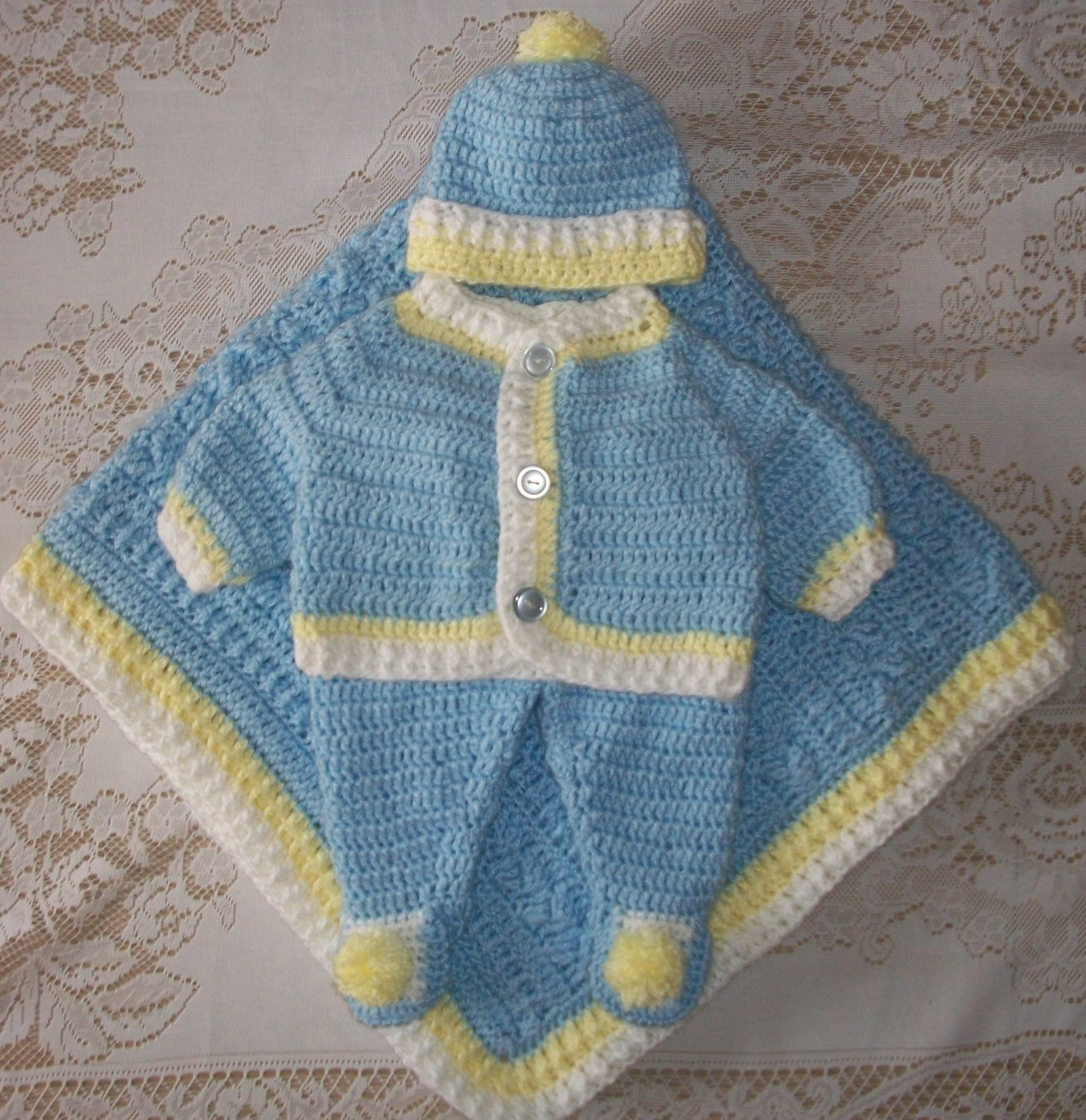 Crochet Baby Boy Sweater Pattern Free Crochet Ba Boy Sweater Set Layette Outfit With Cable Blanket Etsy