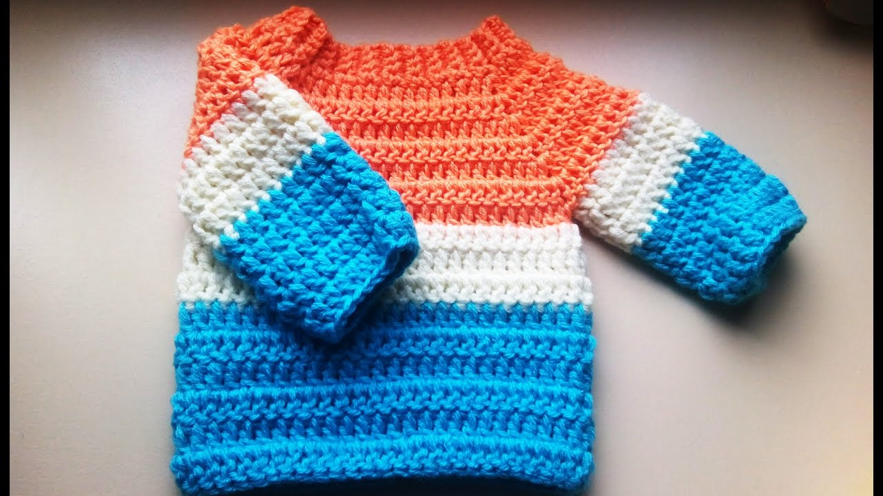 Crochet Baby Boy Sweater Pattern Free Crochet Ba Sweaterjumperpullover Youtube