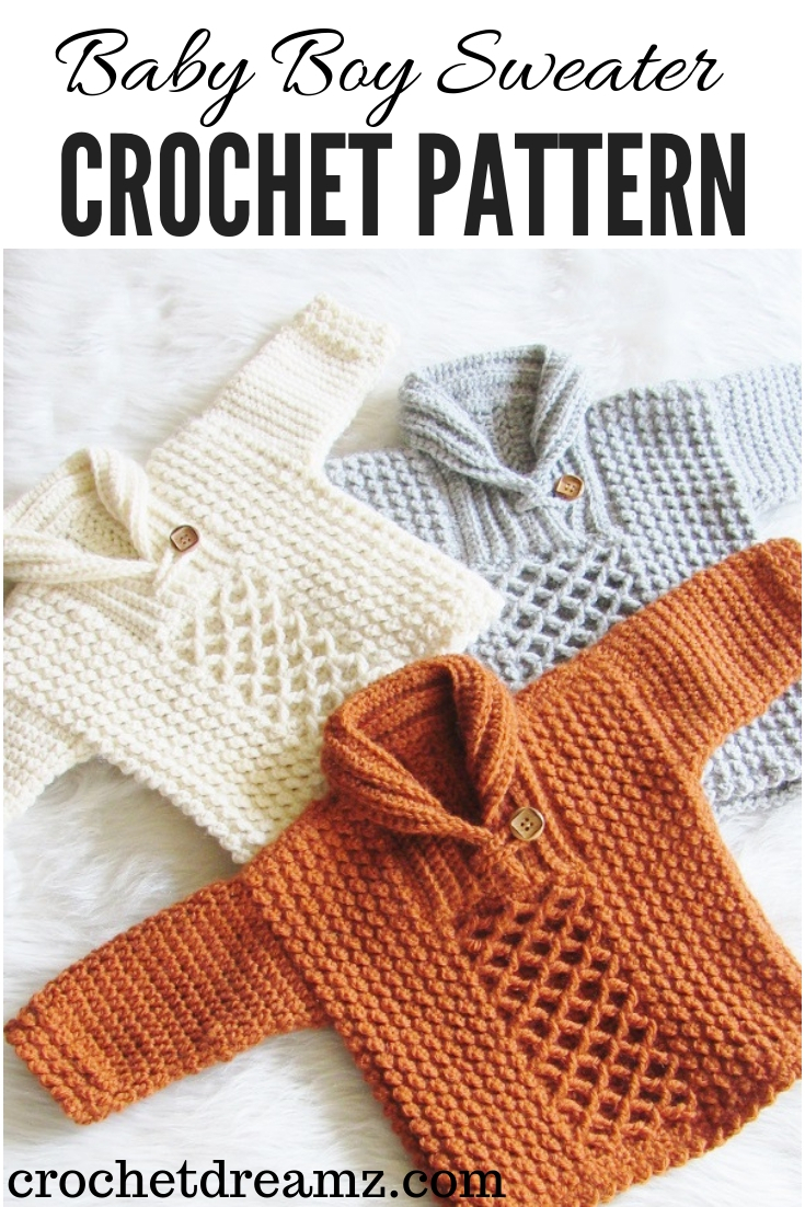 Crochet Baby Boy Sweater Pattern Free Textured Crochet Ba Boy Sweater Crochet Dreamz