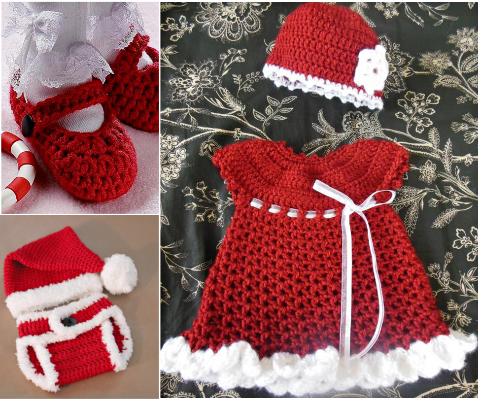 Crochet Baby Dress Free Pattern Crochet Christmas Sets For Ba Free Pattern Beesdiy