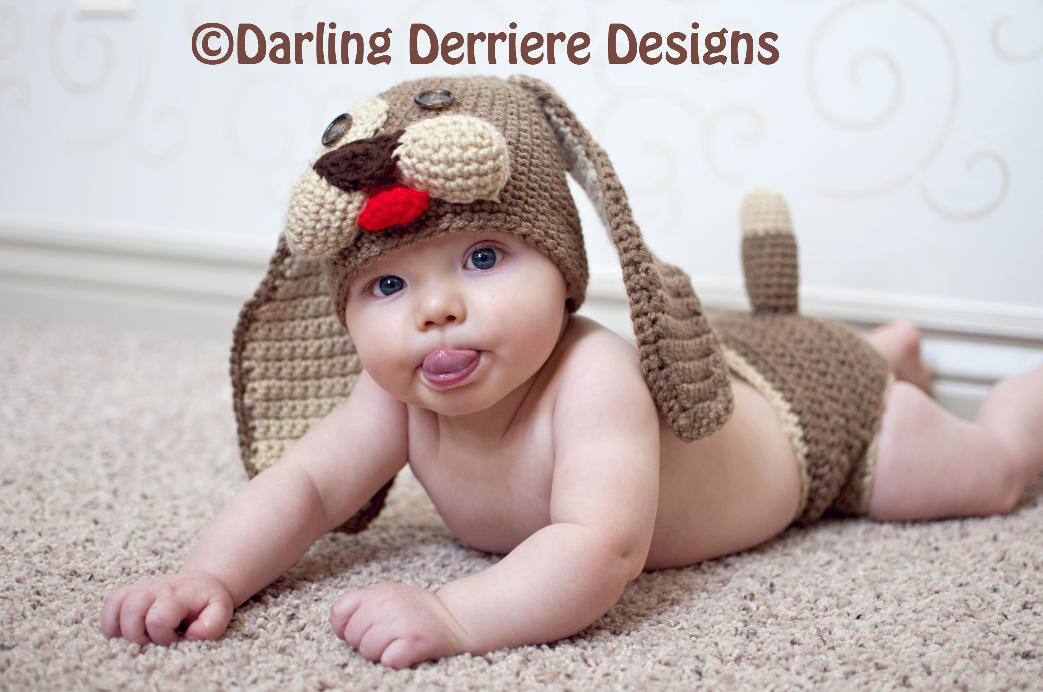 Crochet Baby Hat And Diaper Cover Pattern Ba Puppy Hat And Diaper Cover Crochet Pattern Pdf On Luulla