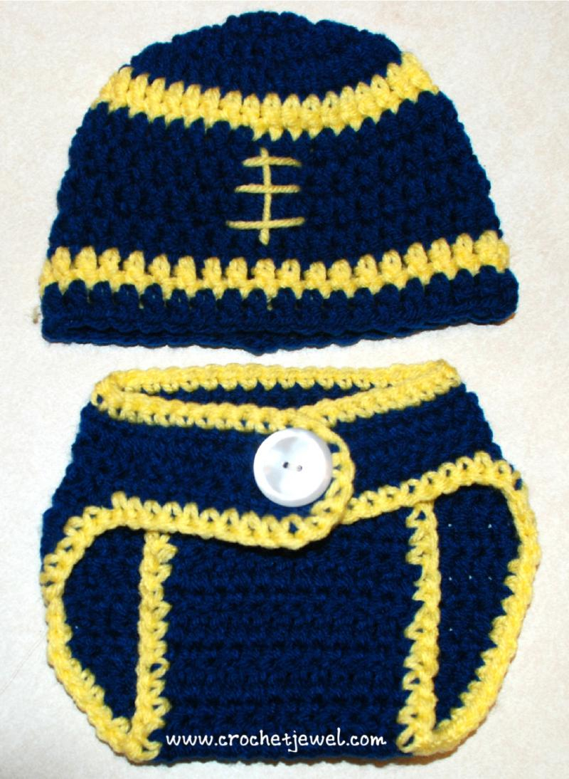 Crochet Baby Hat And Diaper Cover Pattern Crochet Ba 0 3 Months Football Hat And Diaper Cover The Yarn