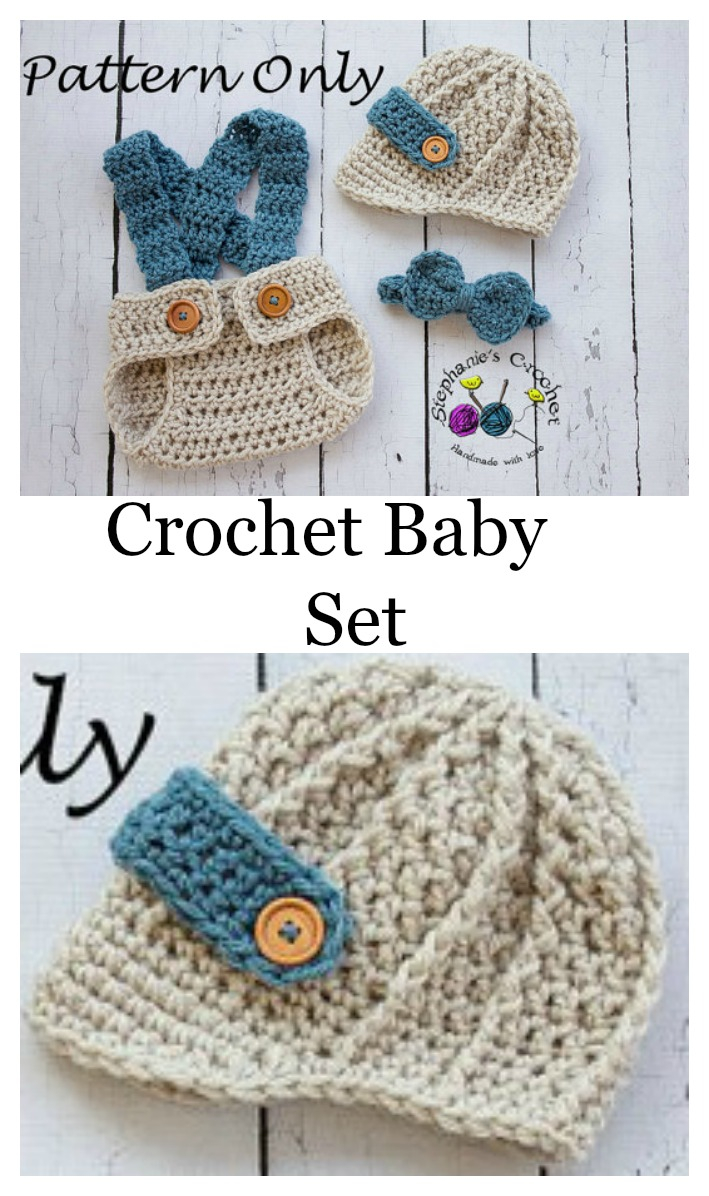 Crochet Baby Hat And Diaper Cover Pattern Crochet Ba Set Pattern Bow Tie Hat And Diaper Cover
