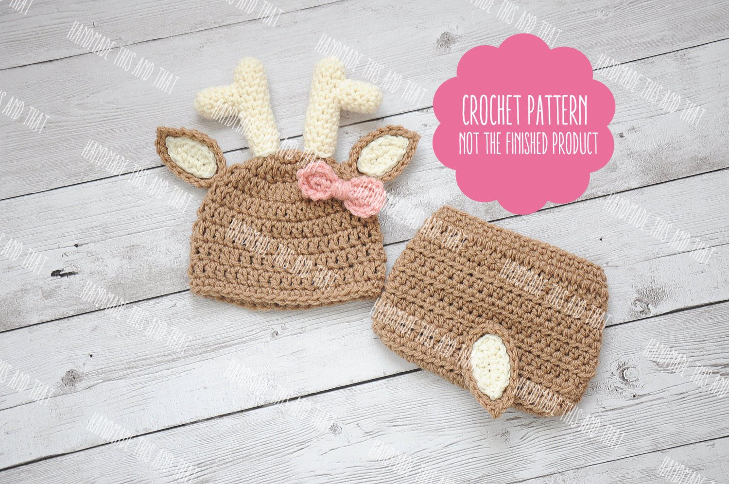 Crochet Baby Hat And Diaper Cover Pattern Crochet Pattern Newborn Deer Hat And Diaper Cover Newborn Etsy