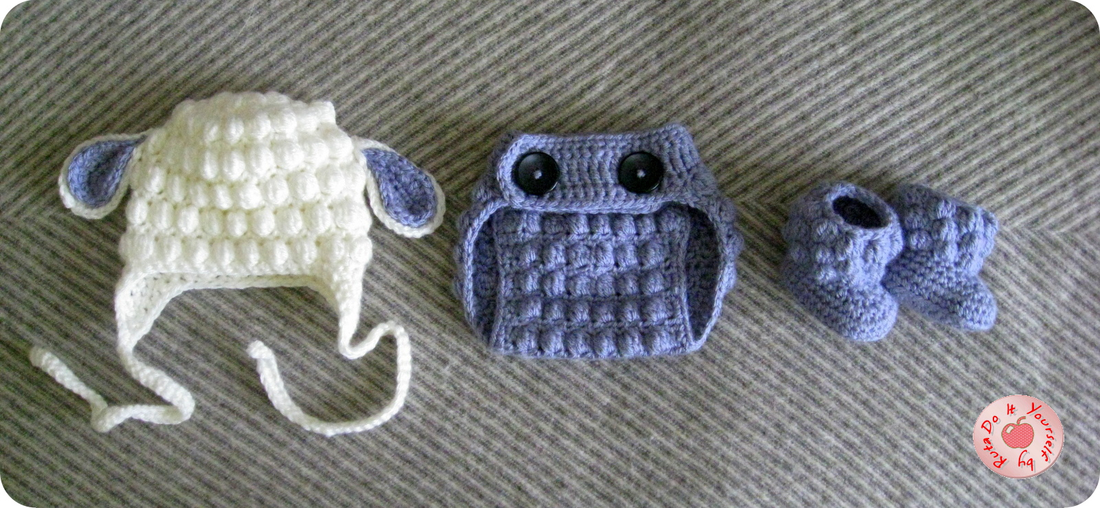 Crochet Baby Hat And Diaper Cover Pattern Newborn Sheep Set Hat Diaper Cover Booties Do It Yourself
