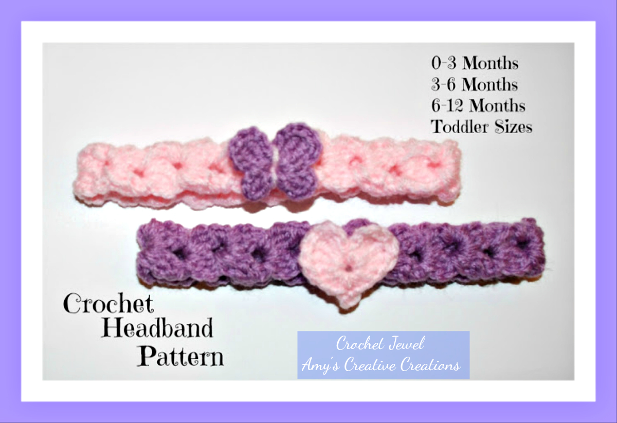Crochet Baby Headband Pattern Amys Crochet Creative Creations Crochet Butterfly And Heart Ba